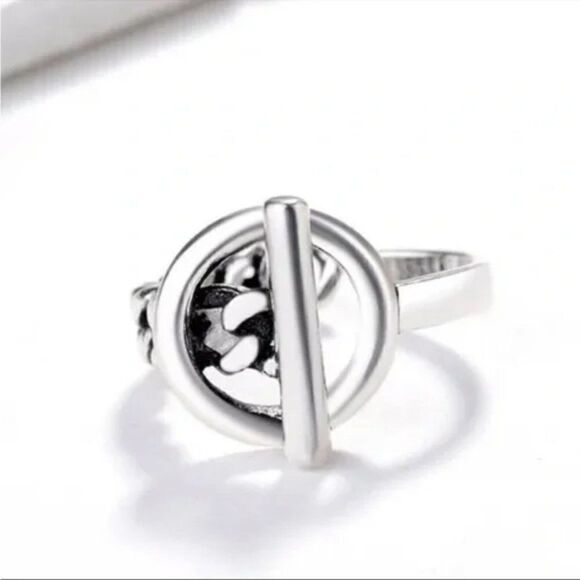 New Toggle 925 Sterling Silver Cuban Chain Ring Adjustable - Picture 5 of 9